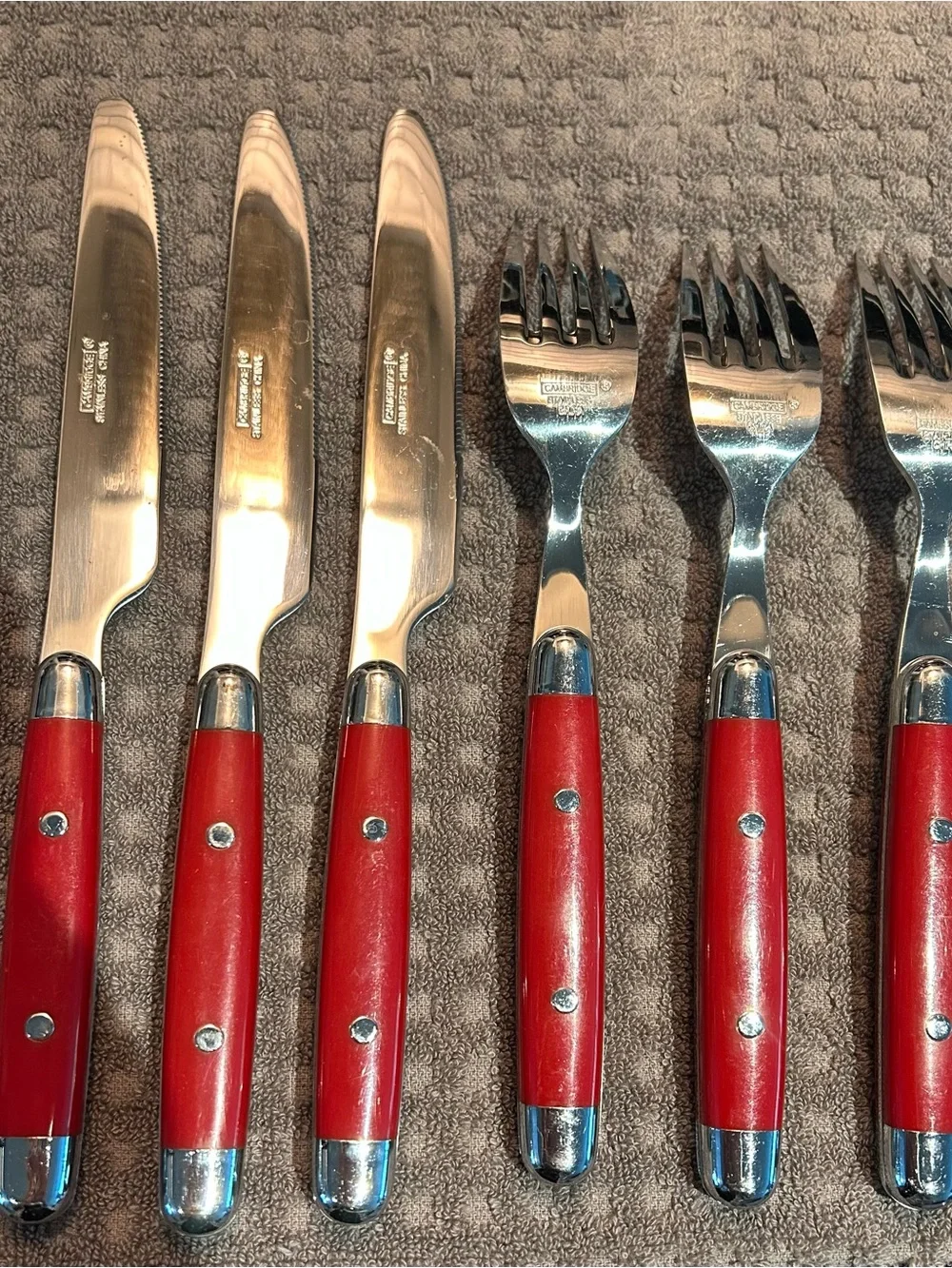 Jubilee Red by Cambridge Collectible Stainless Steel Retro Vintage Flatware.